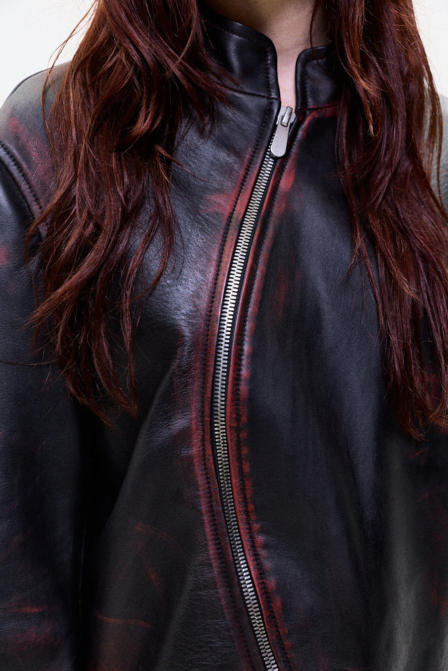 "IDA' two tone leather jacket