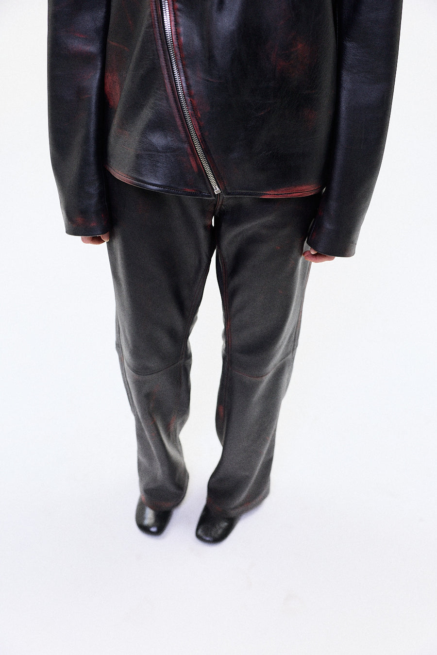 "IDA" leather straight leg trouser