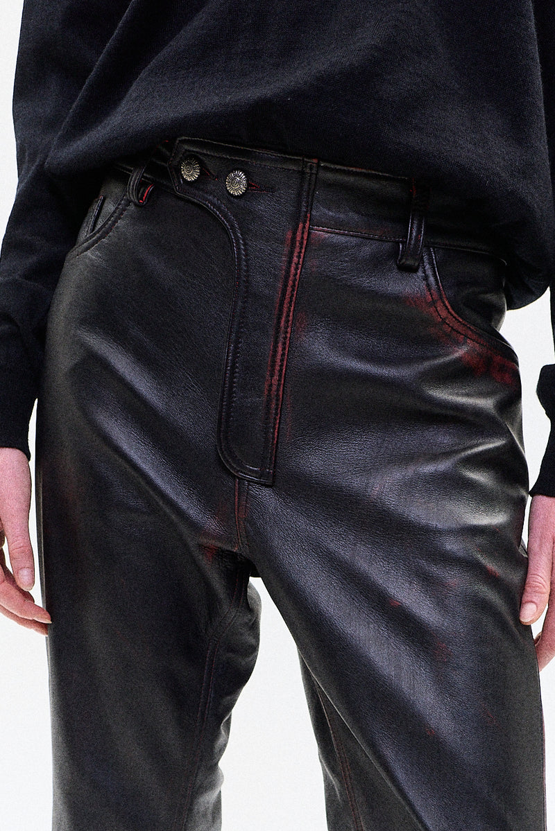 "IDA" leather straight leg trouser