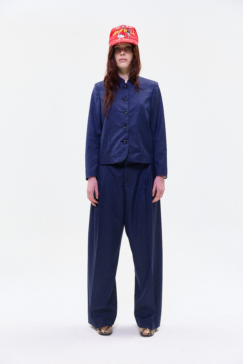 "HRUKI" Fitted jacket with buttons blue