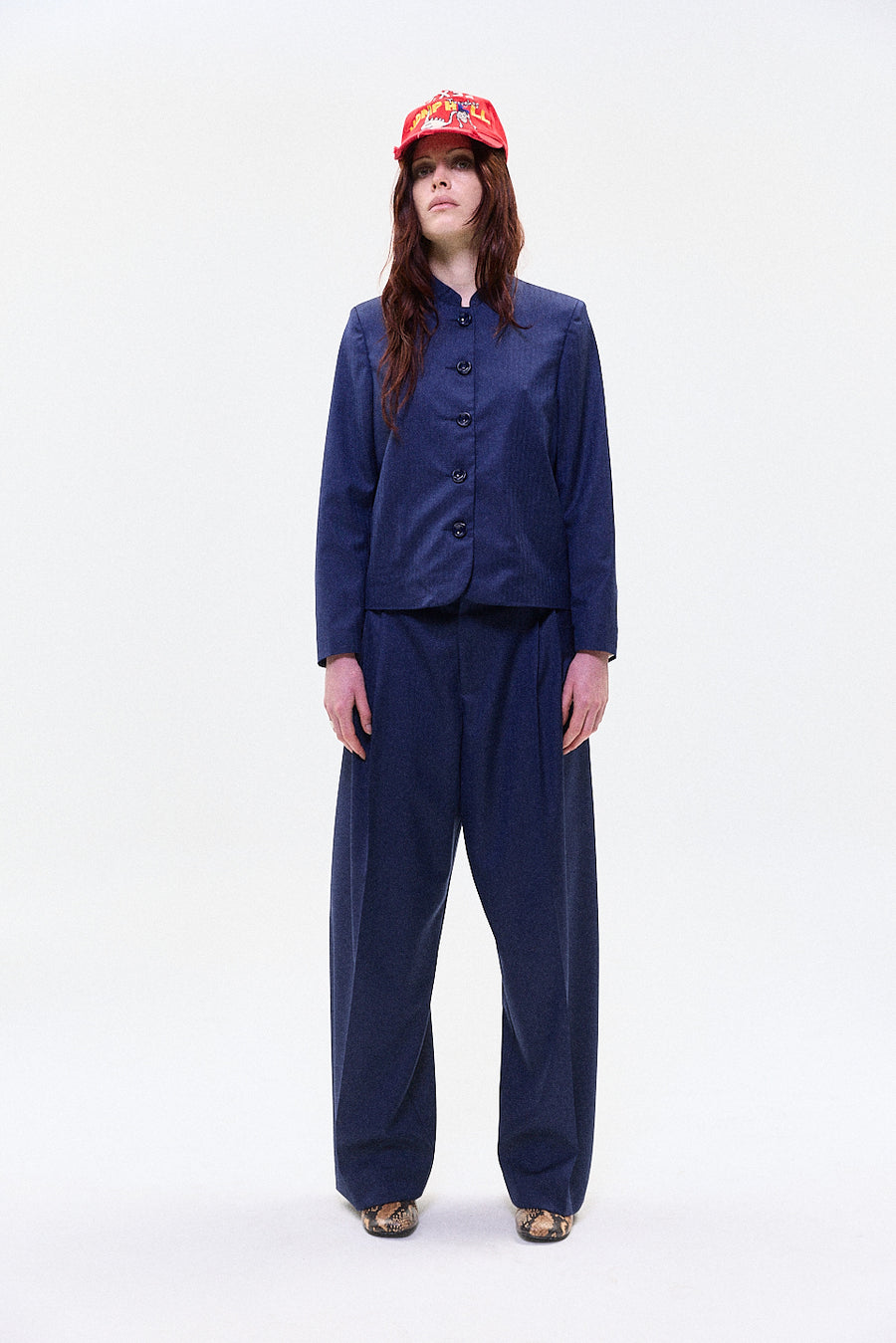 "YUNA" PIN STRIPE wool trouser blue