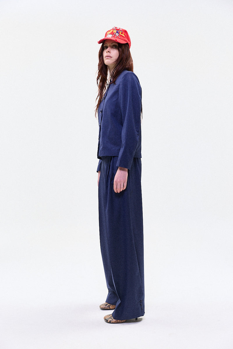 "YUNA" PIN STRIPE wool trouser blue