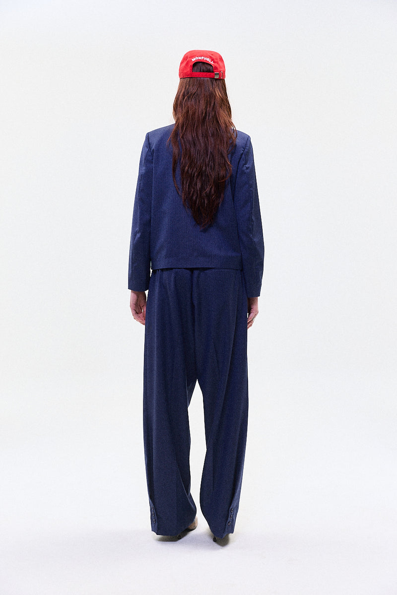 "YUNA" PIN STRIPE wool trouser blue