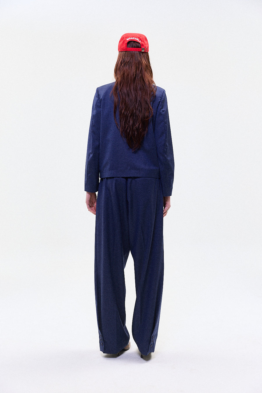 "YUNA" PIN STRIPE wool trouser blue