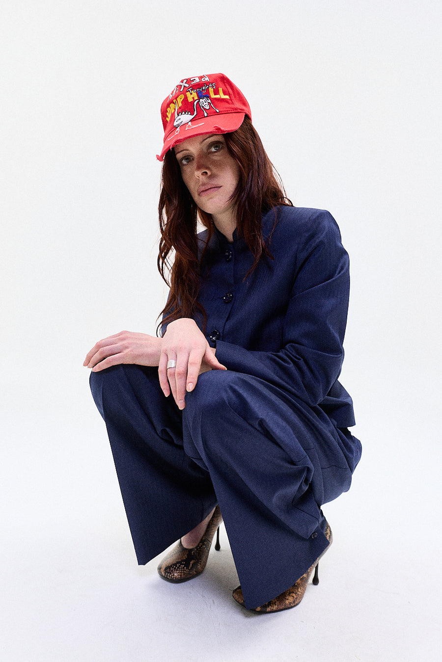 "YUNA" PIN STRIPE wool trouser blue