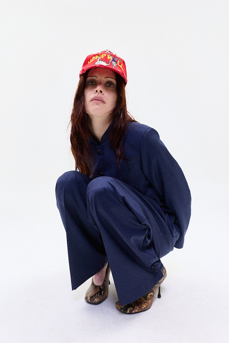 "HRUKI" Fitted jacket with buttons blue