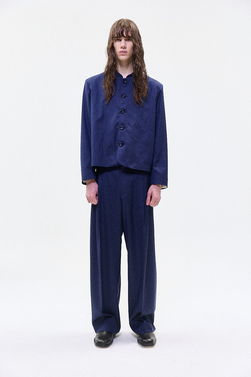 "HRUKI" Fitted jacket with buttons blue