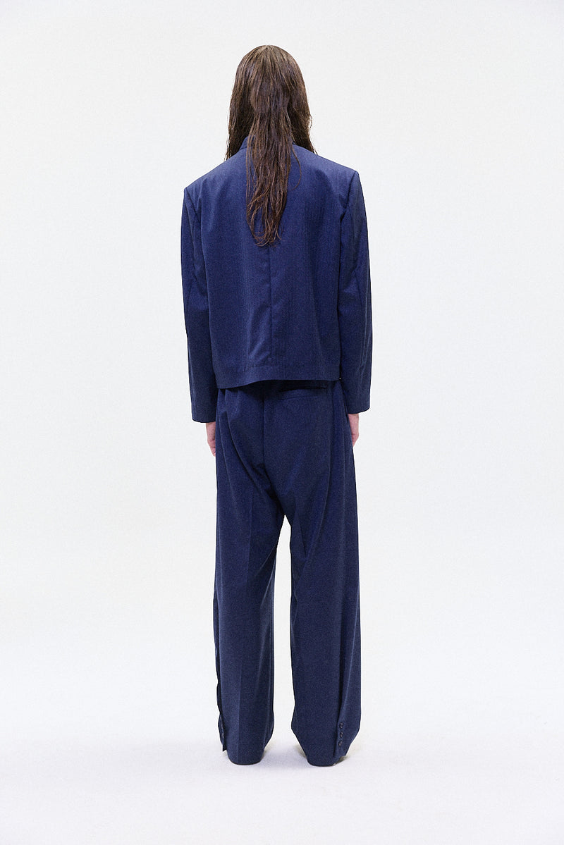 "HRUKI" Fitted jacket with buttons blue