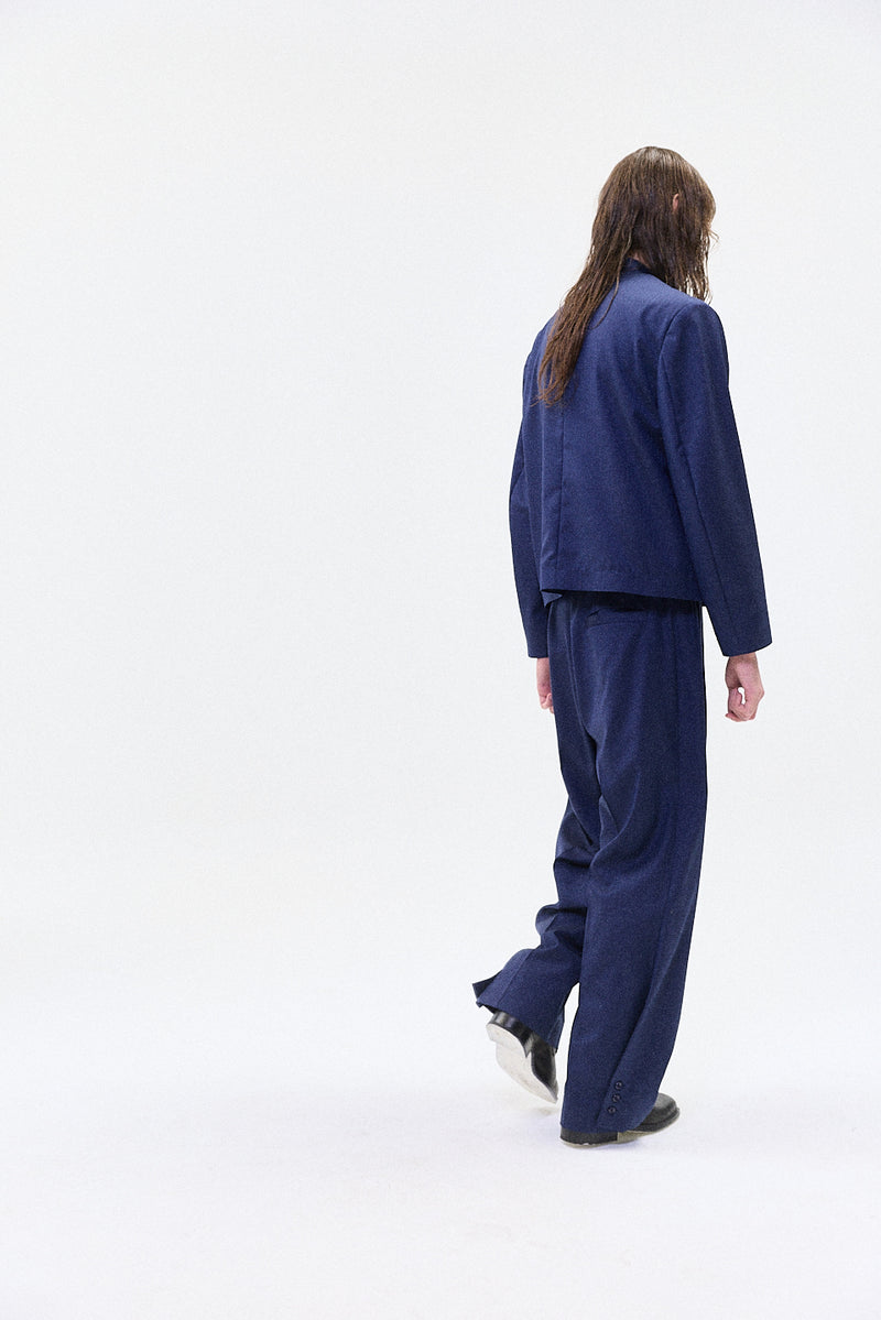 "HRUKI" Fitted jacket with buttons blue