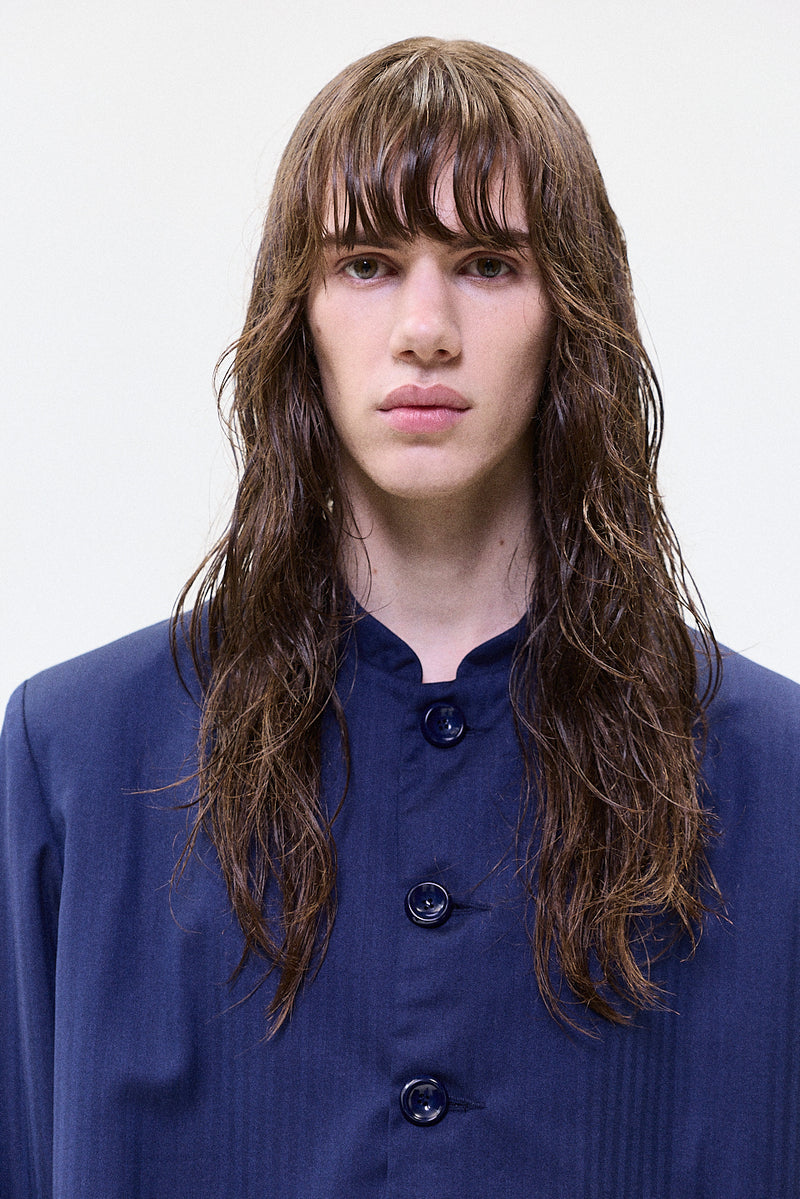 "HRUKI" Fitted jacket with buttons blue