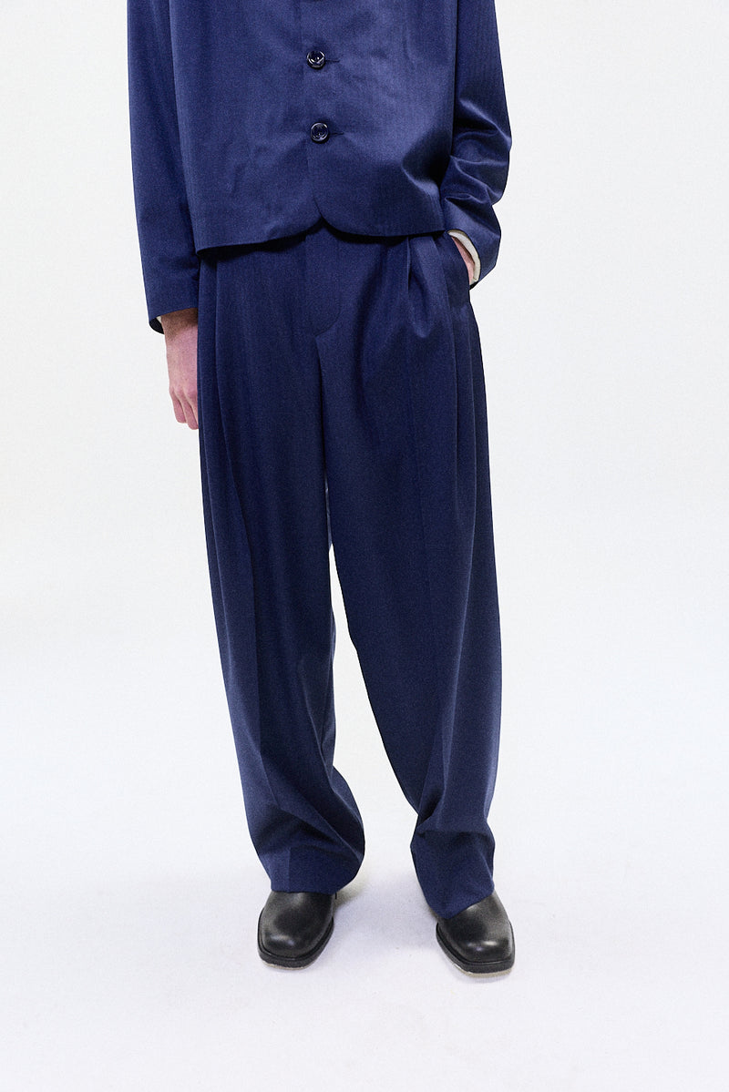 "YUNA" PIN STRIPE wool trouser blue