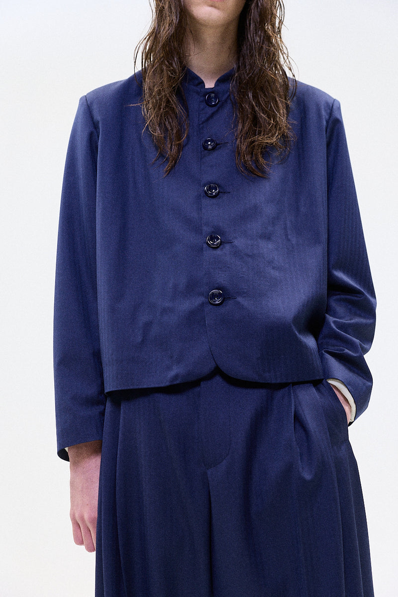 "HRUKI" Fitted jacket with buttons blue