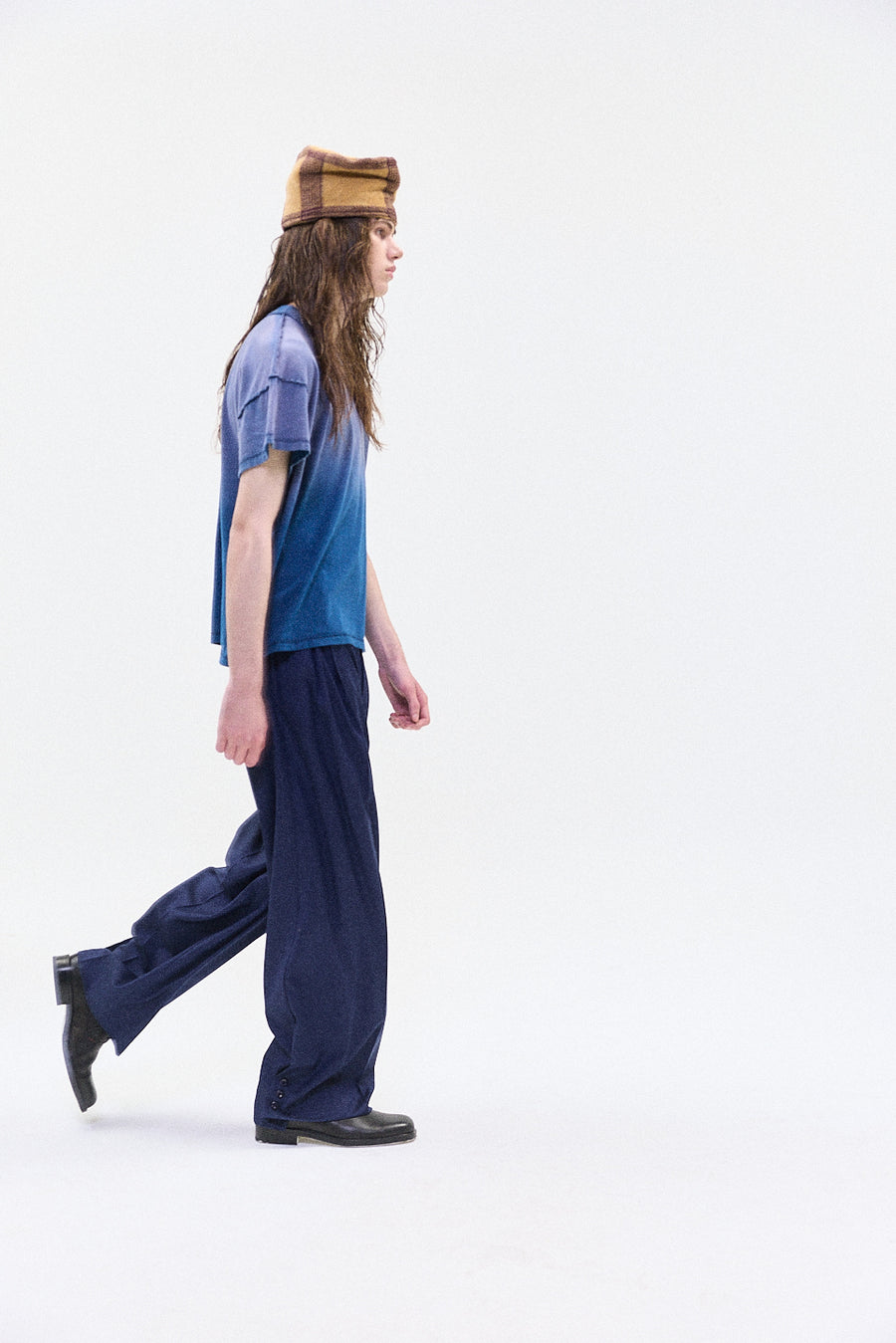 "YUNA" PIN STRIPE wool trouser blue