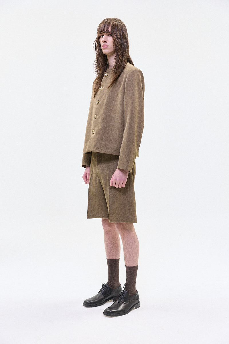 "HRUKI" Fitted jacket with buttons sand