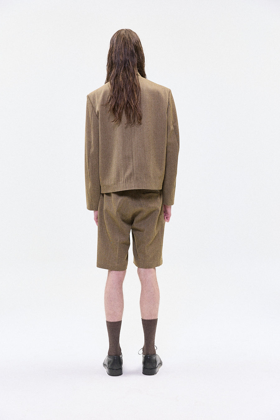 "HRUKI" Fitted jacket with buttons sand