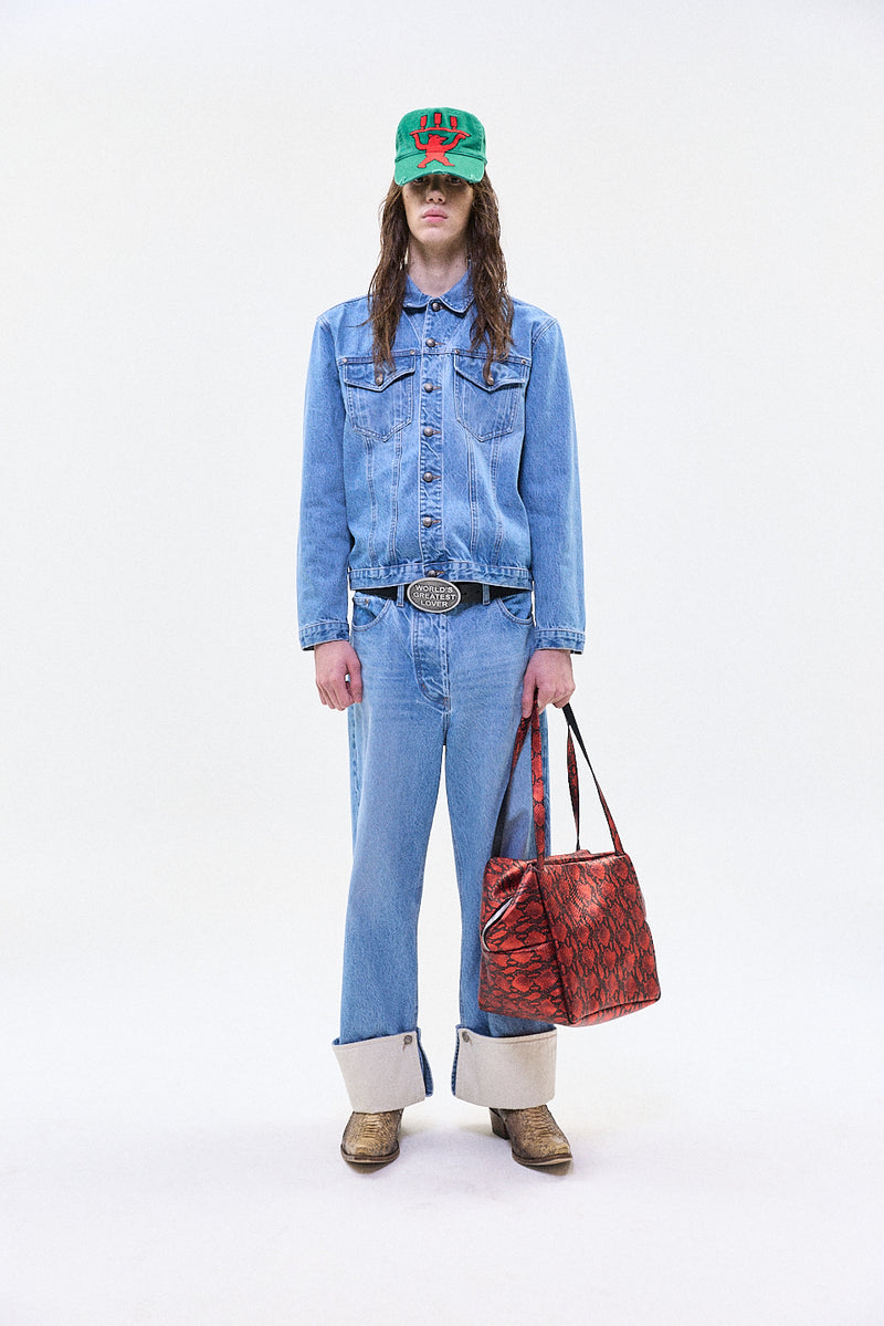 "LEO" ivory cuff denim