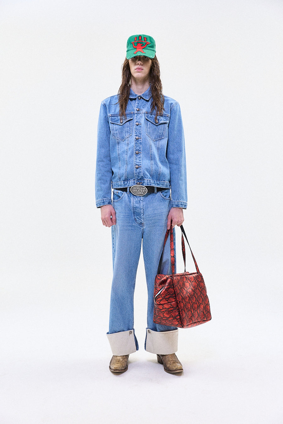 "LEO" ivory cuff denim