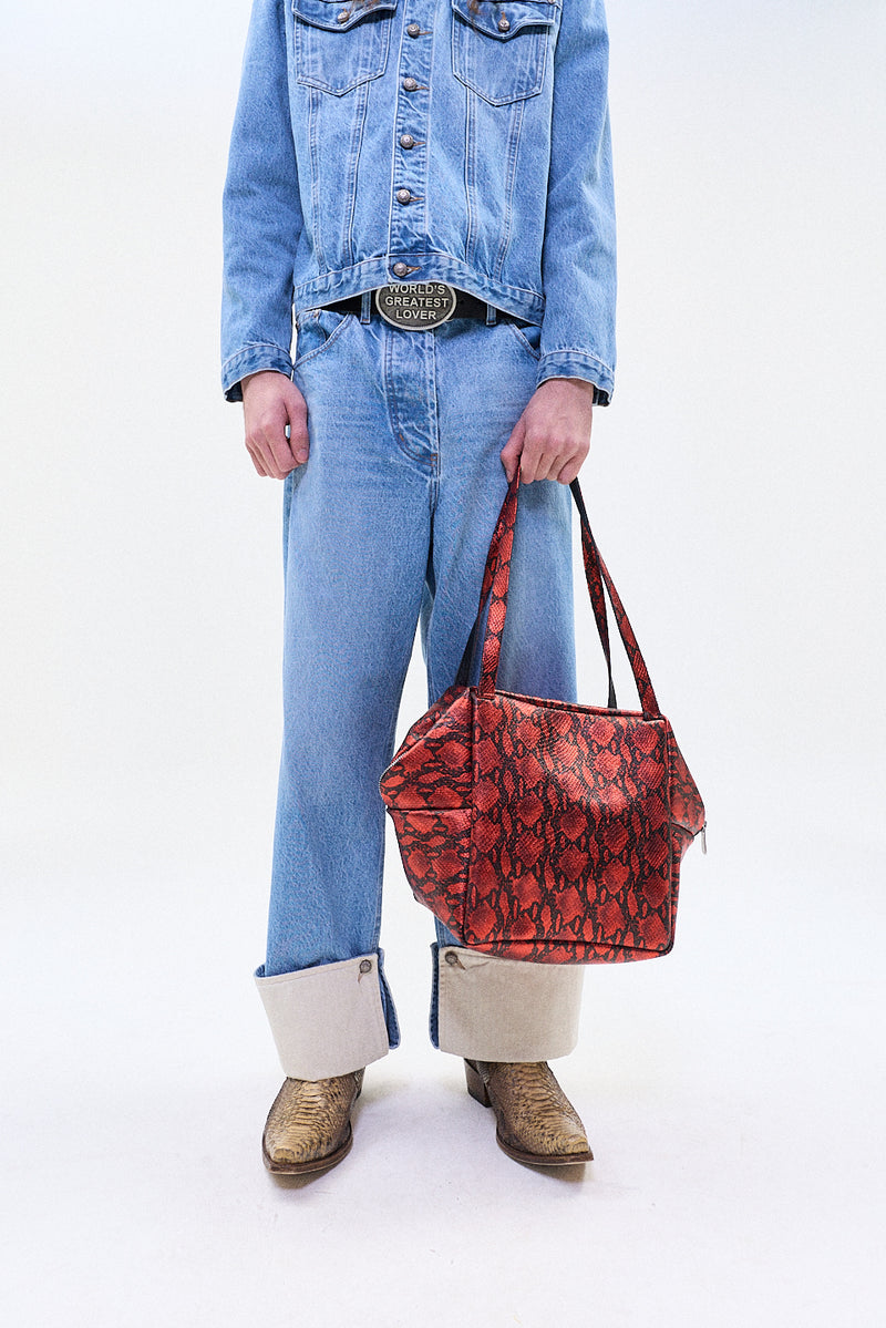 "LEO" ivory cuff denim