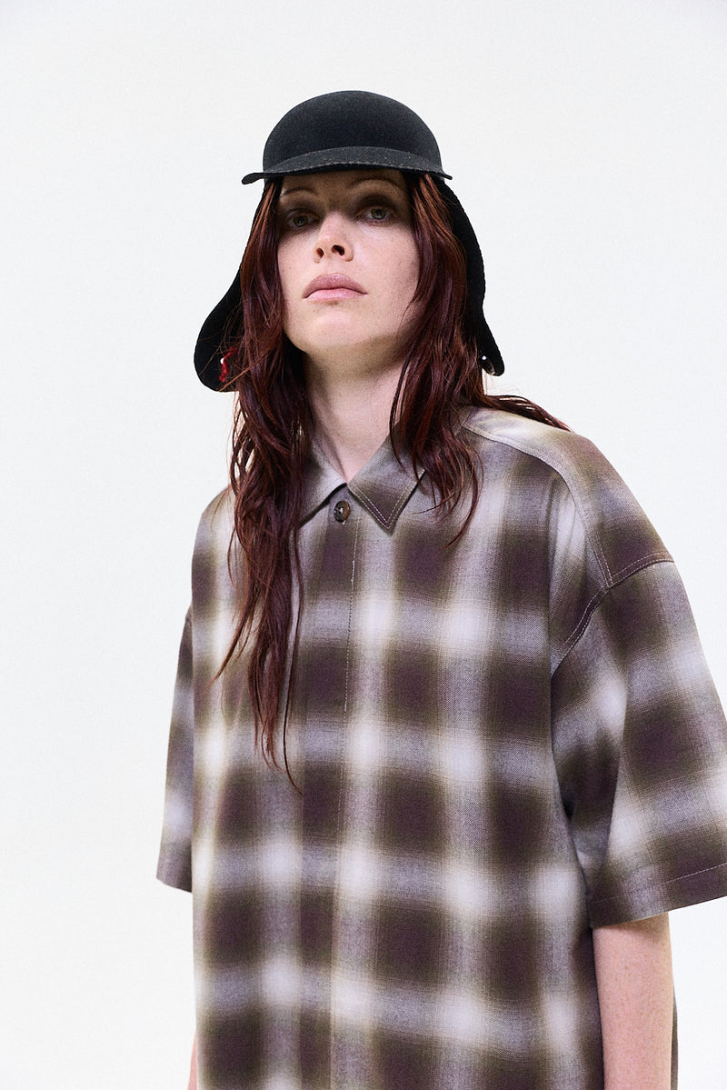 "Keiko" button up shirt short sleeve dark