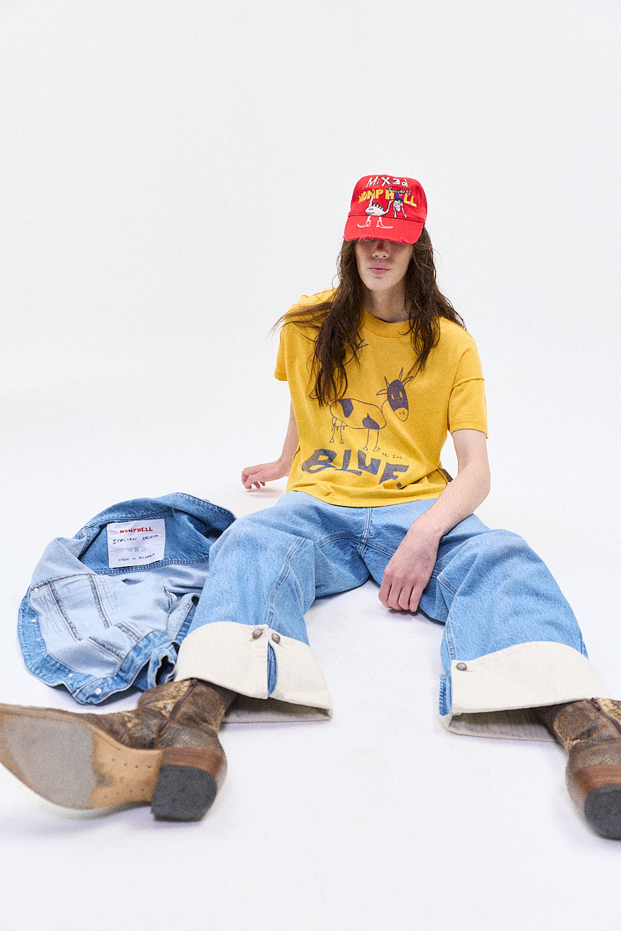 "BLUE" t-shirt yellow