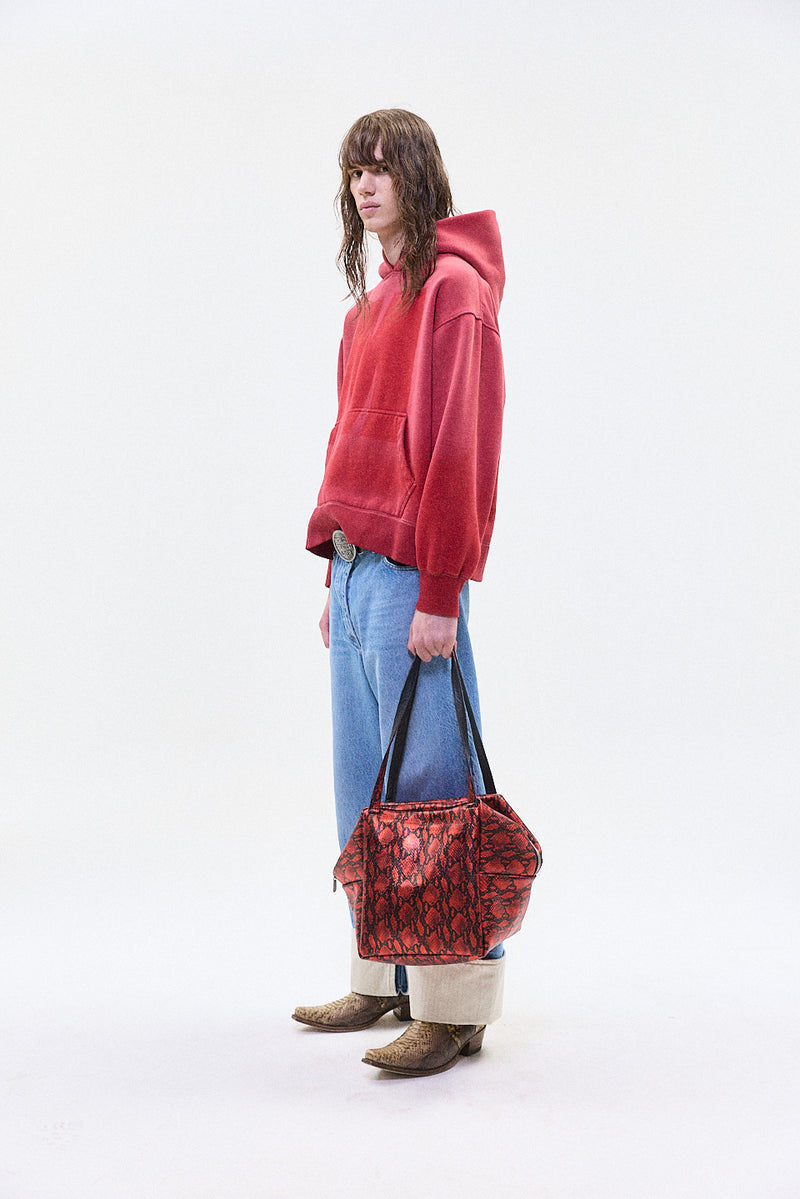 "LEON" snakeskin bag red