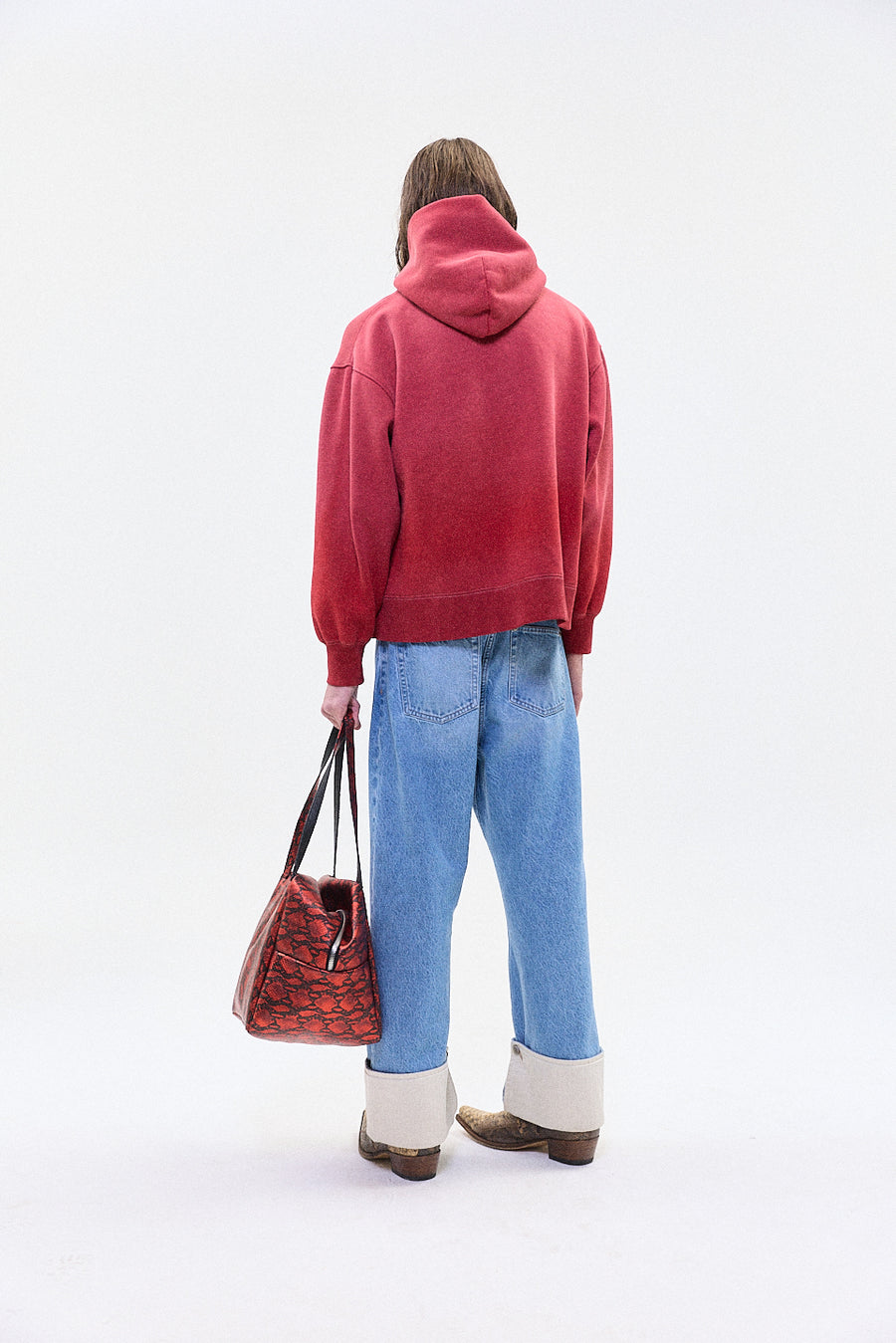 "LEON" snakeskin bag red