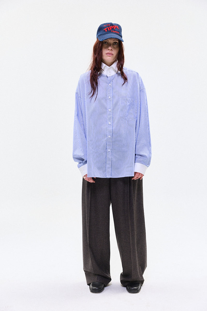 "otto" Oversized button up shirt blue/white