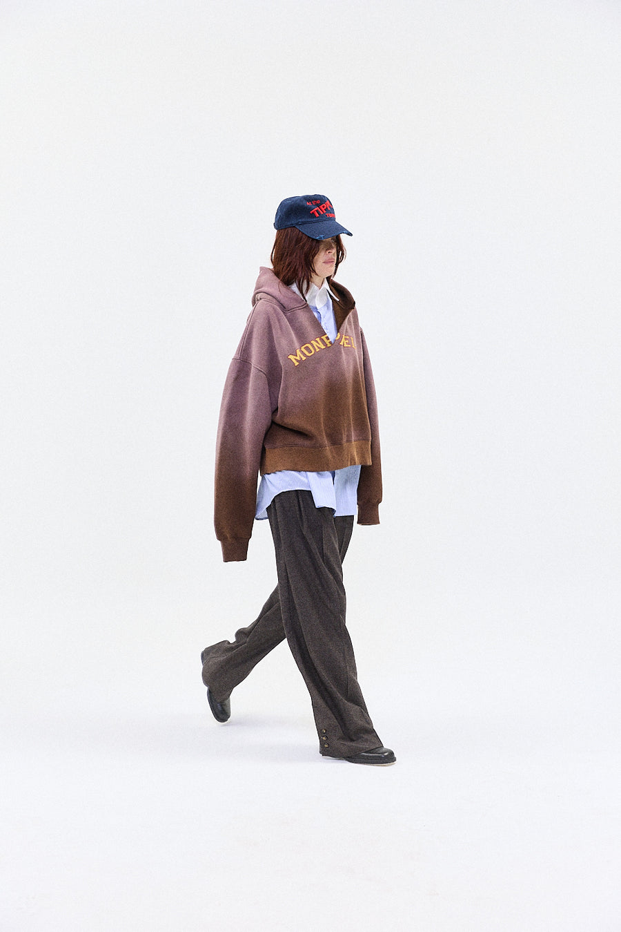 "RAF" split hoodie brown