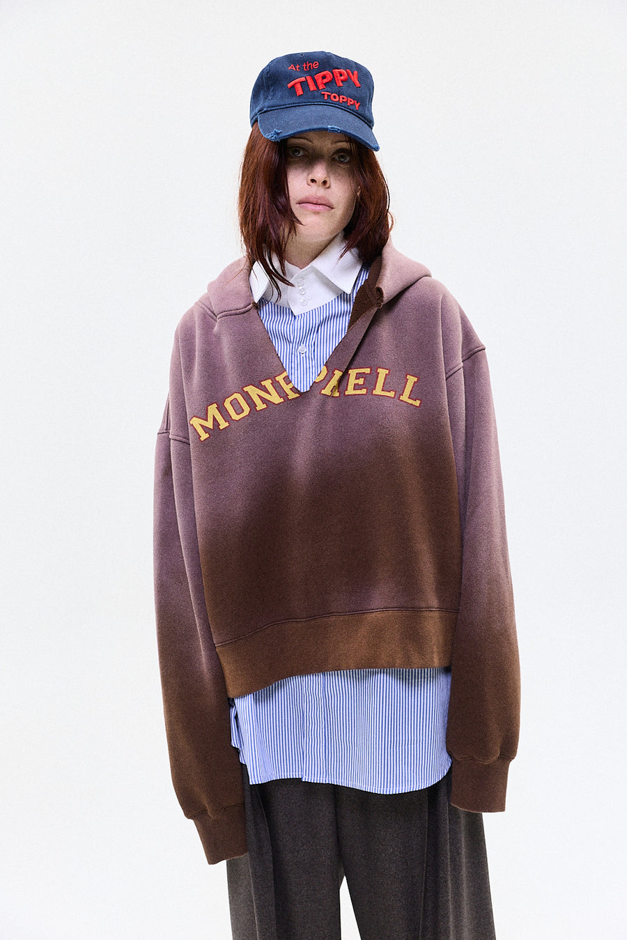 "RAF" split hoodie brown
