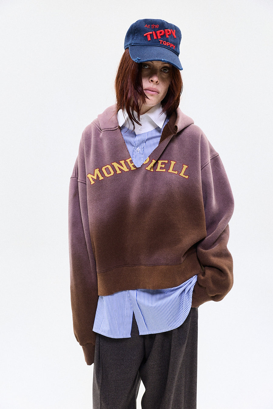 "RAF" split hoodie brown
