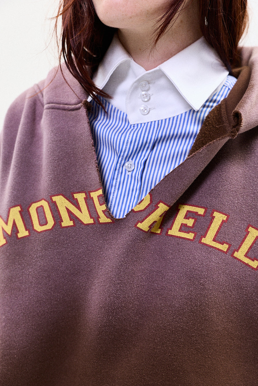"RAF" split hoodie brown