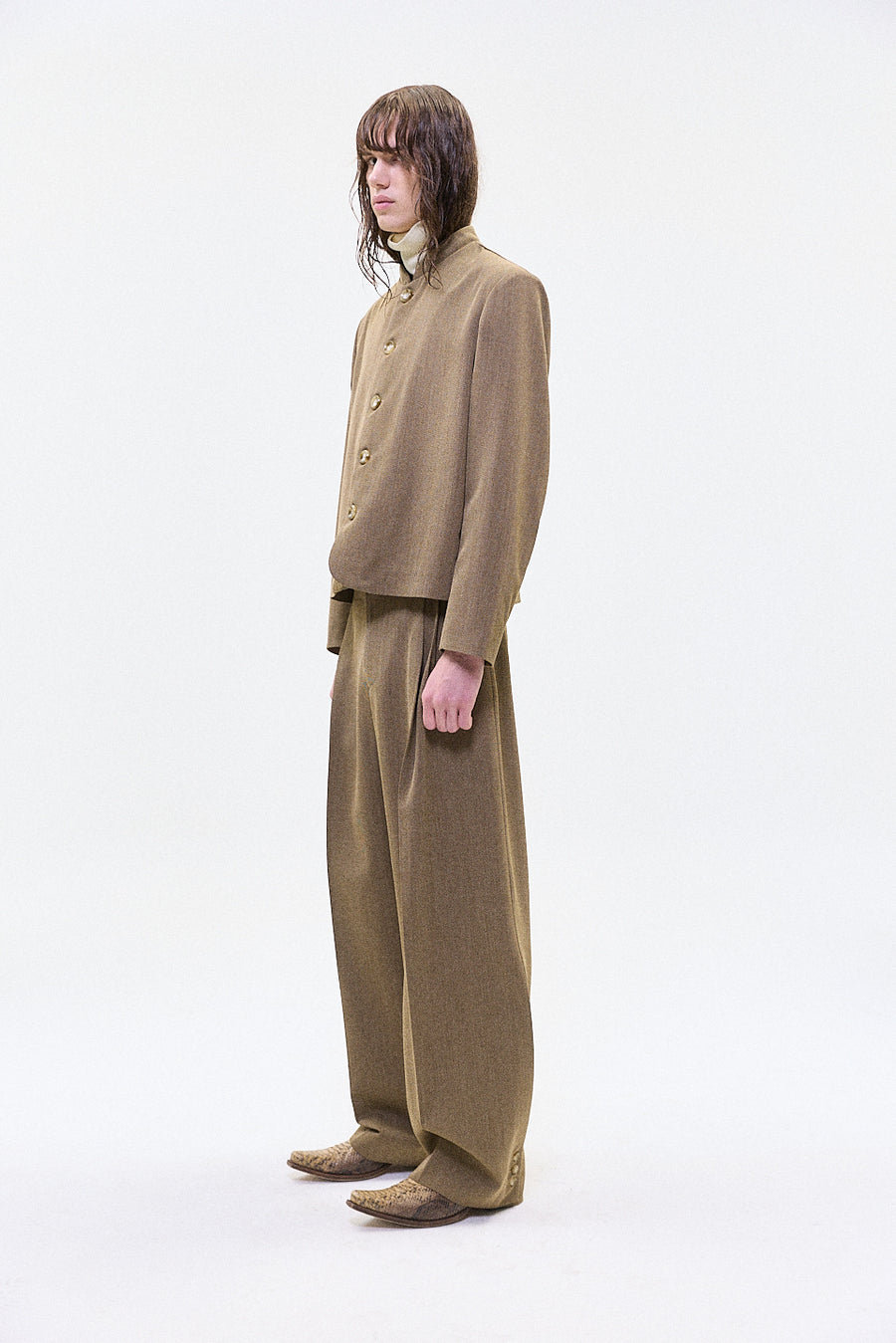 "YUNA" wool trouser sand