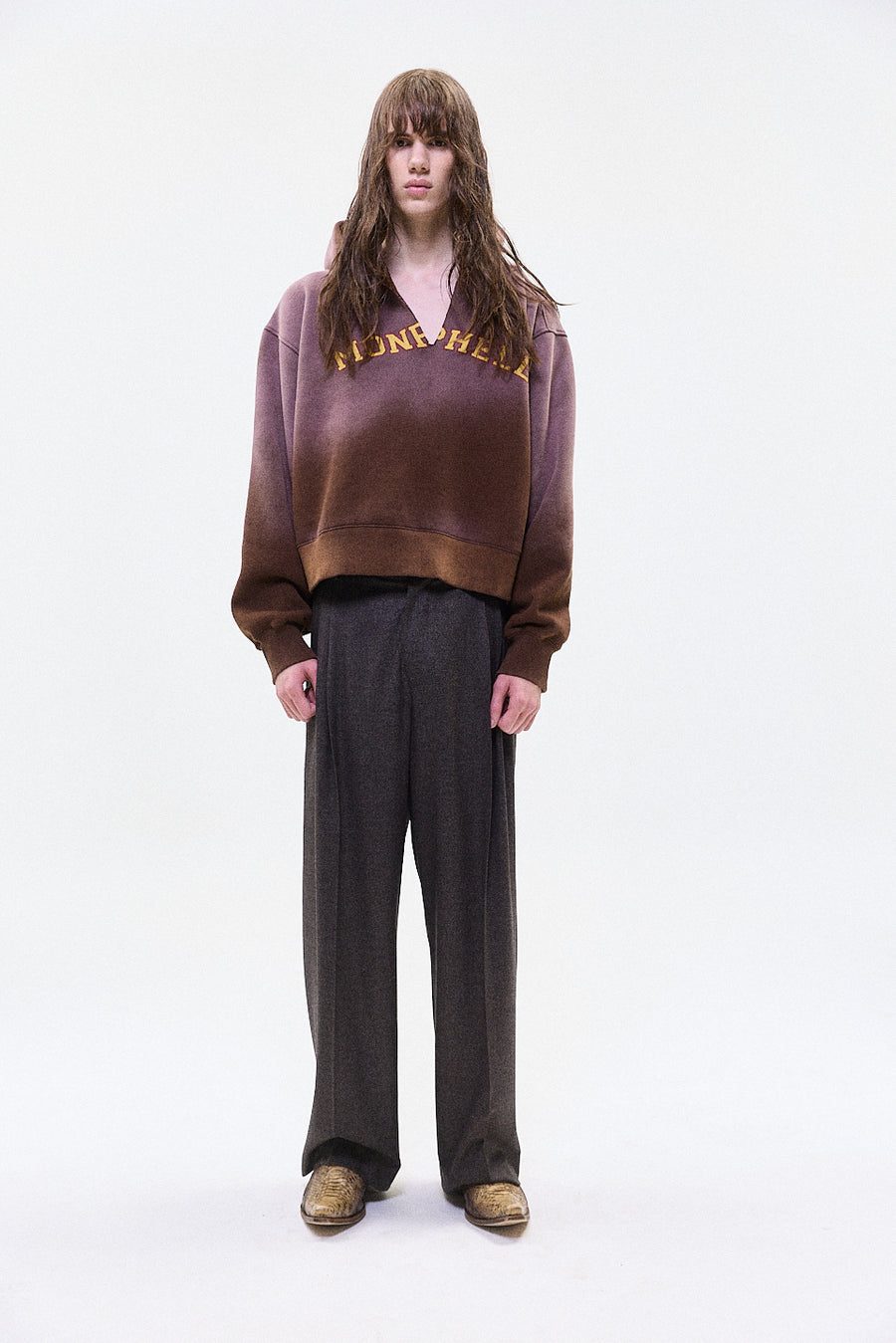 "RAF" split hoodie brown