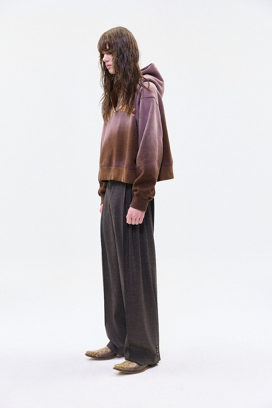 "RAF" split hoodie brown