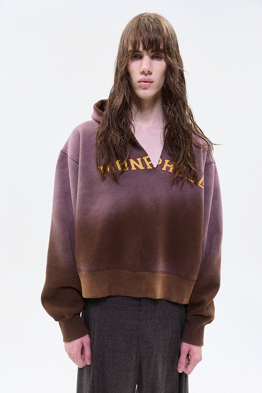 "RAF" split hoodie brown