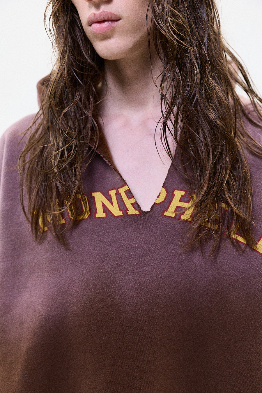 "RAF" split hoodie brown