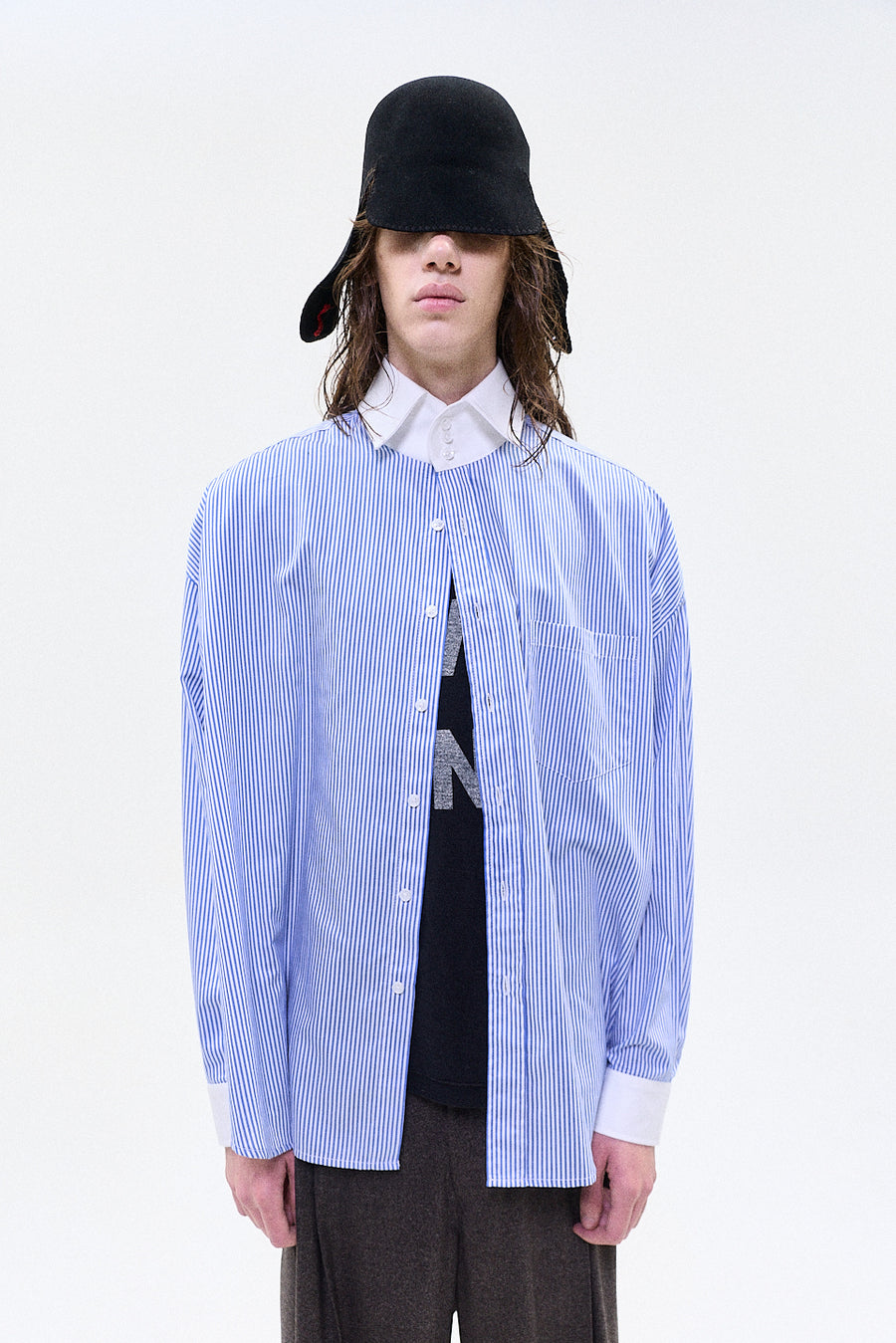 "otto" Oversized button up shirt blue/white
