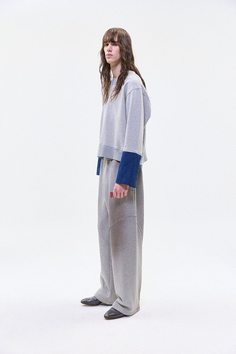 "EMIL" crewneck jersey with cuff grey
