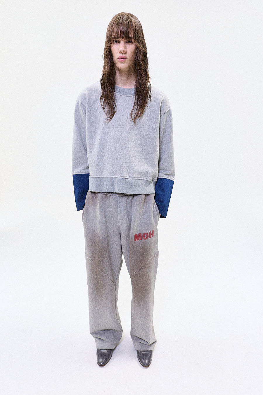 "EMIL" crewneck jersey with cuff grey