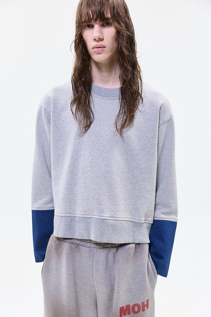 "EMIL" crewneck jersey with cuff grey