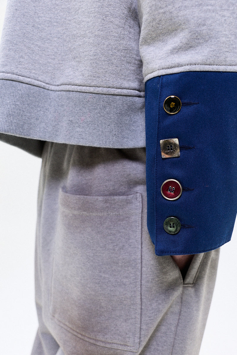 "EMIL" crewneck jersey with cuff grey