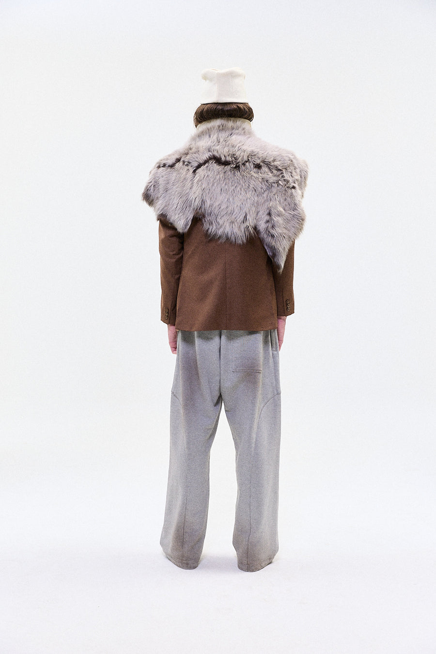 "JIMMY" FUR TRIM TAILORED DB BLAZER SAND