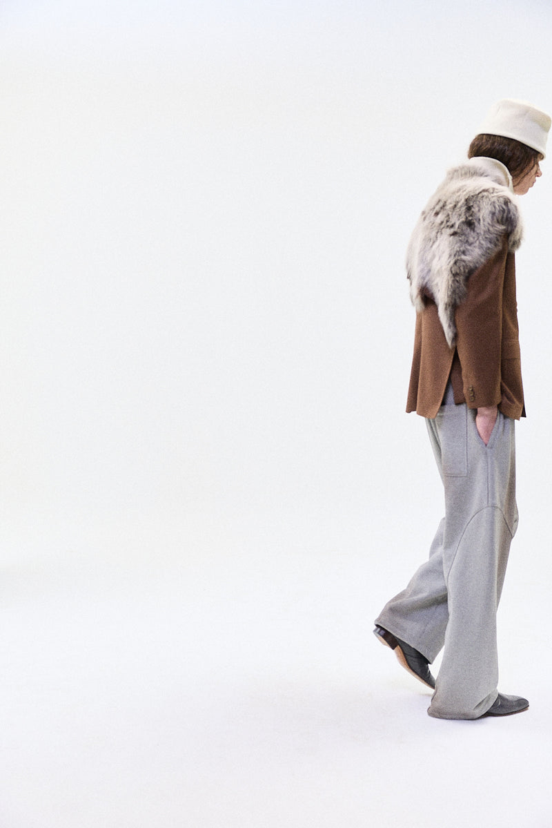 "JIMMY" FUR TRIM TAILORED DB BLAZER SAND
