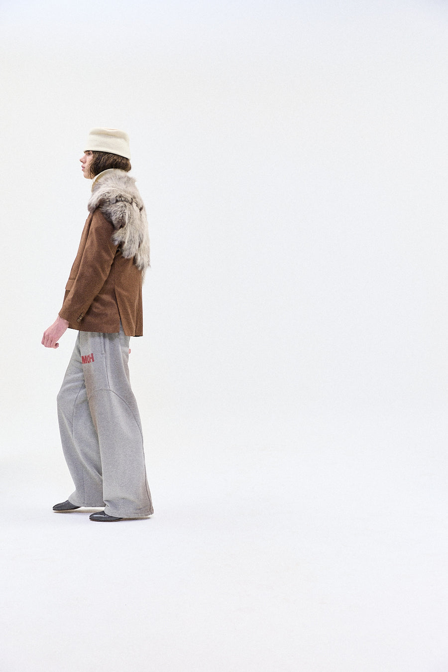 "JIMMY" FUR TRIM TAILORED DB BLAZER SAND