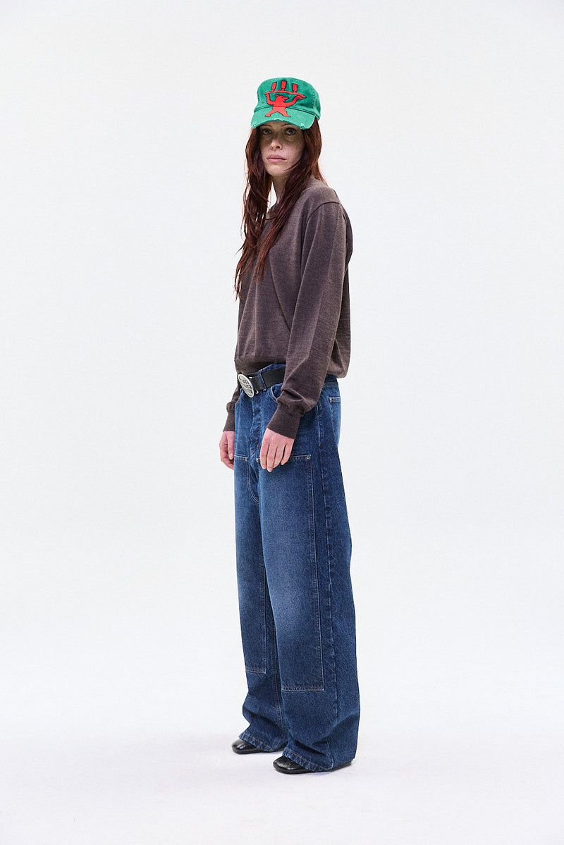 "FRIDA" lightweight v neck knit brown
