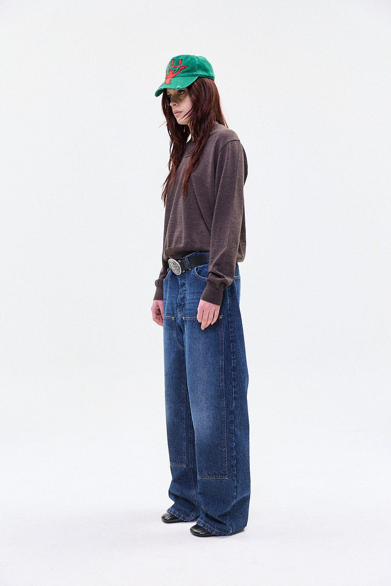 "FRIDA" lightweight v neck knit brown