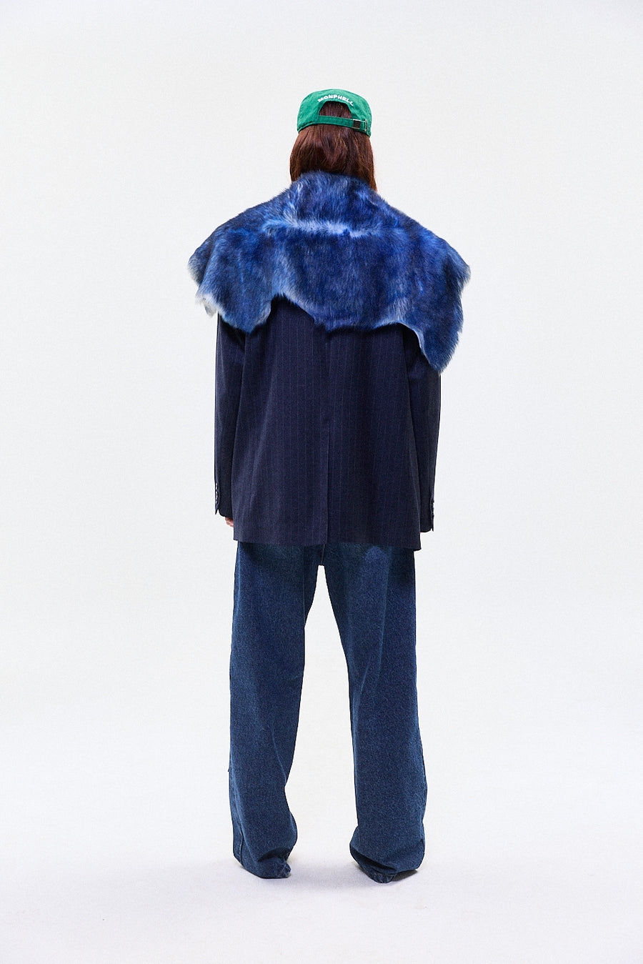 "MARCO" FUR TRIM TAILORED BLAZER SINGLE BREASTED NAVY