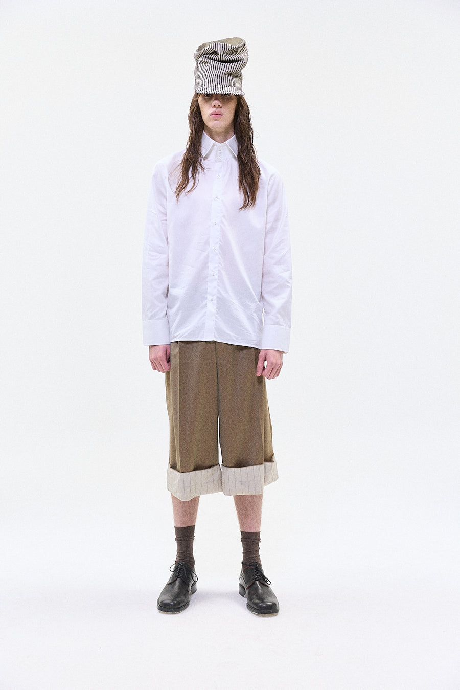 "ARI" Structured button up shirt white
