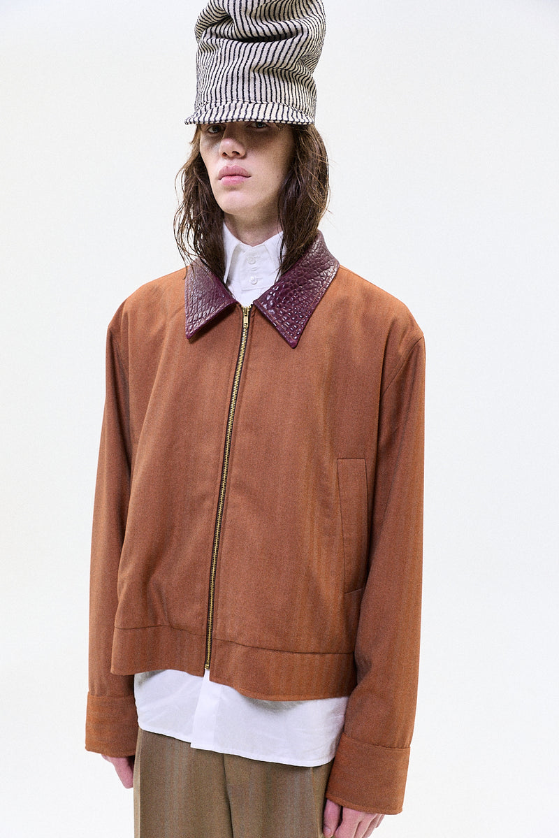 "CLIFF" Workers jacket with leather collar