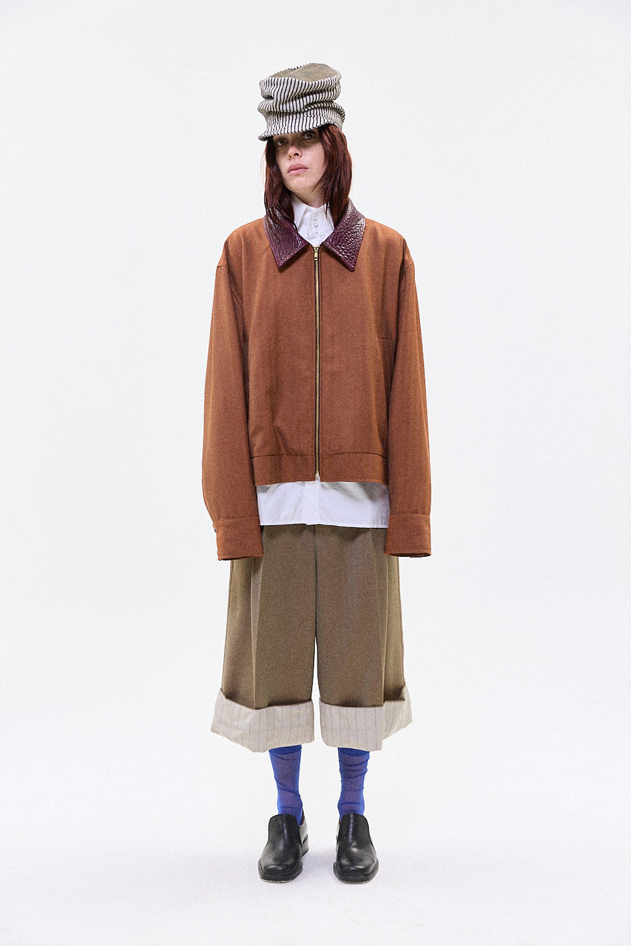 "CLIFF" Workers jacket with leather collar